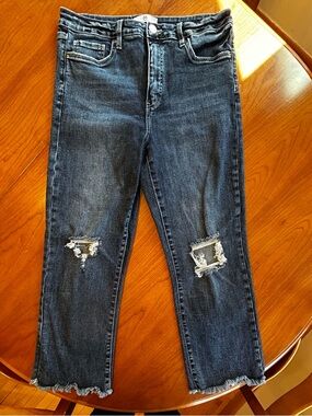 Women's RFM Dark Blue Distressed Cropped Jeans - High Rise Size 13/31